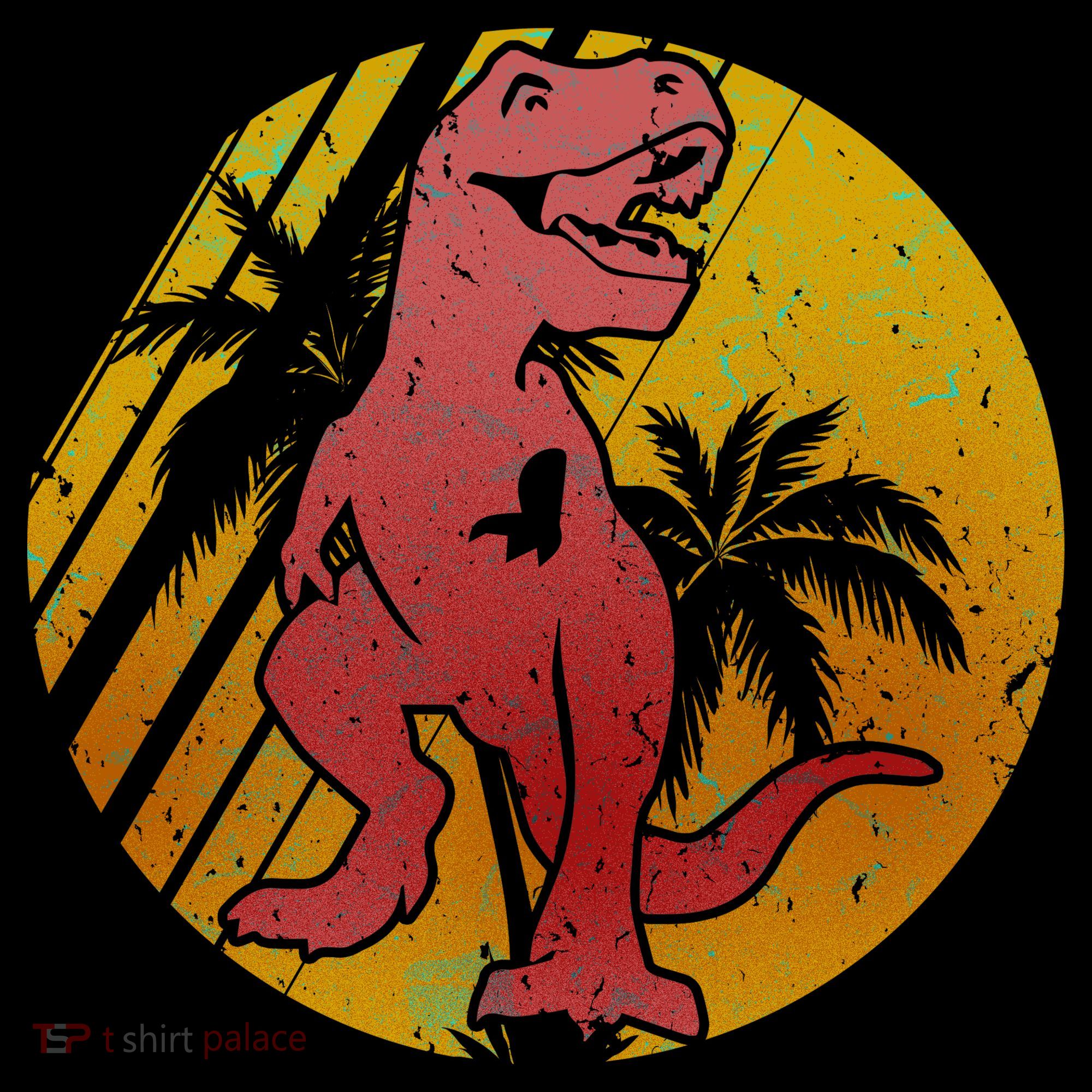 Retro Dinosaur Sunset Tote Bag