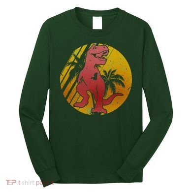 Retro Dinosaur Sunset Long Sleeve Shirt