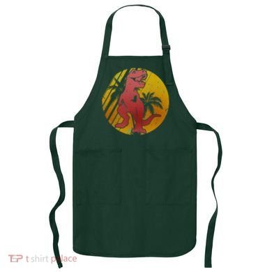 Retro Dinosaur Sunset Apron