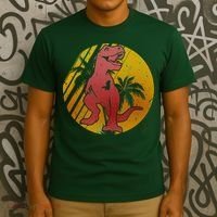 Retro Dinosaur Sunset T-Shirt thumb 3