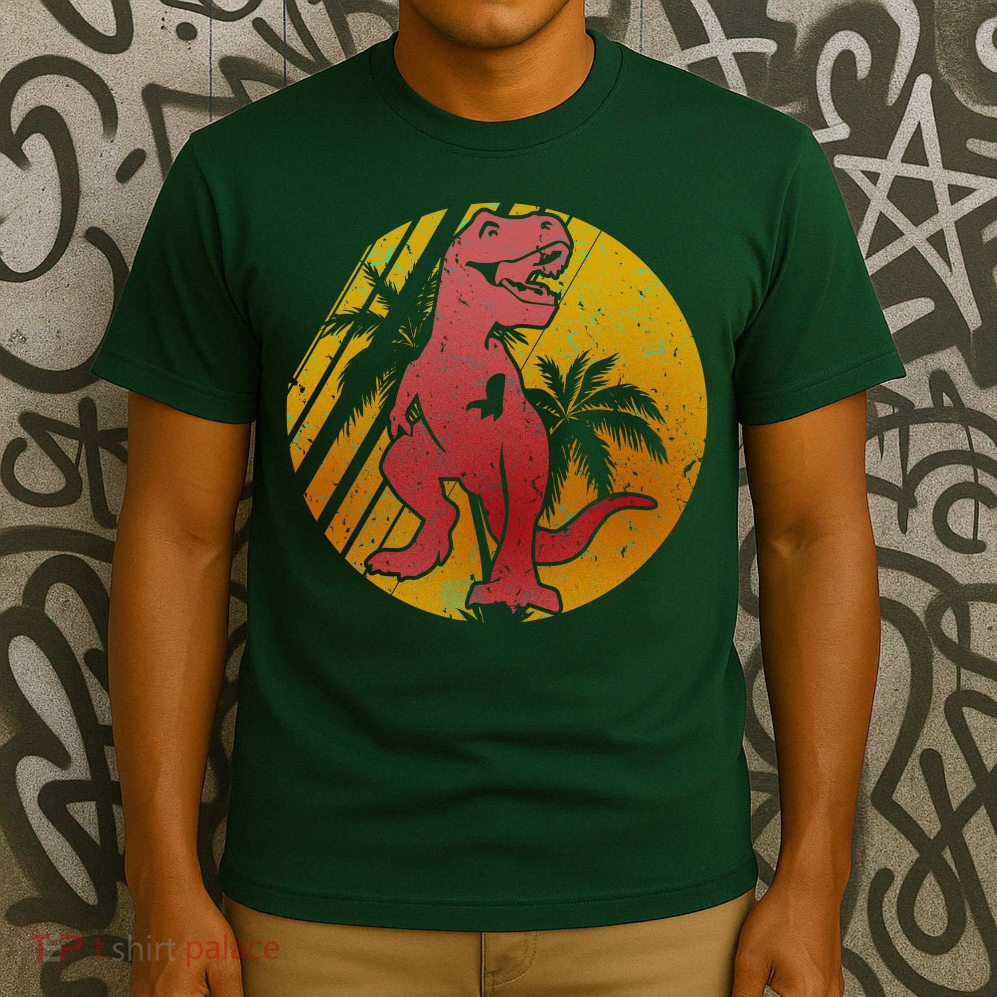 Retro Dinosaur Sunset T-Shirt