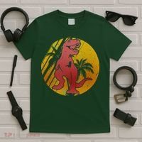 Retro Dinosaur Sunset T-Shirt thumb 5