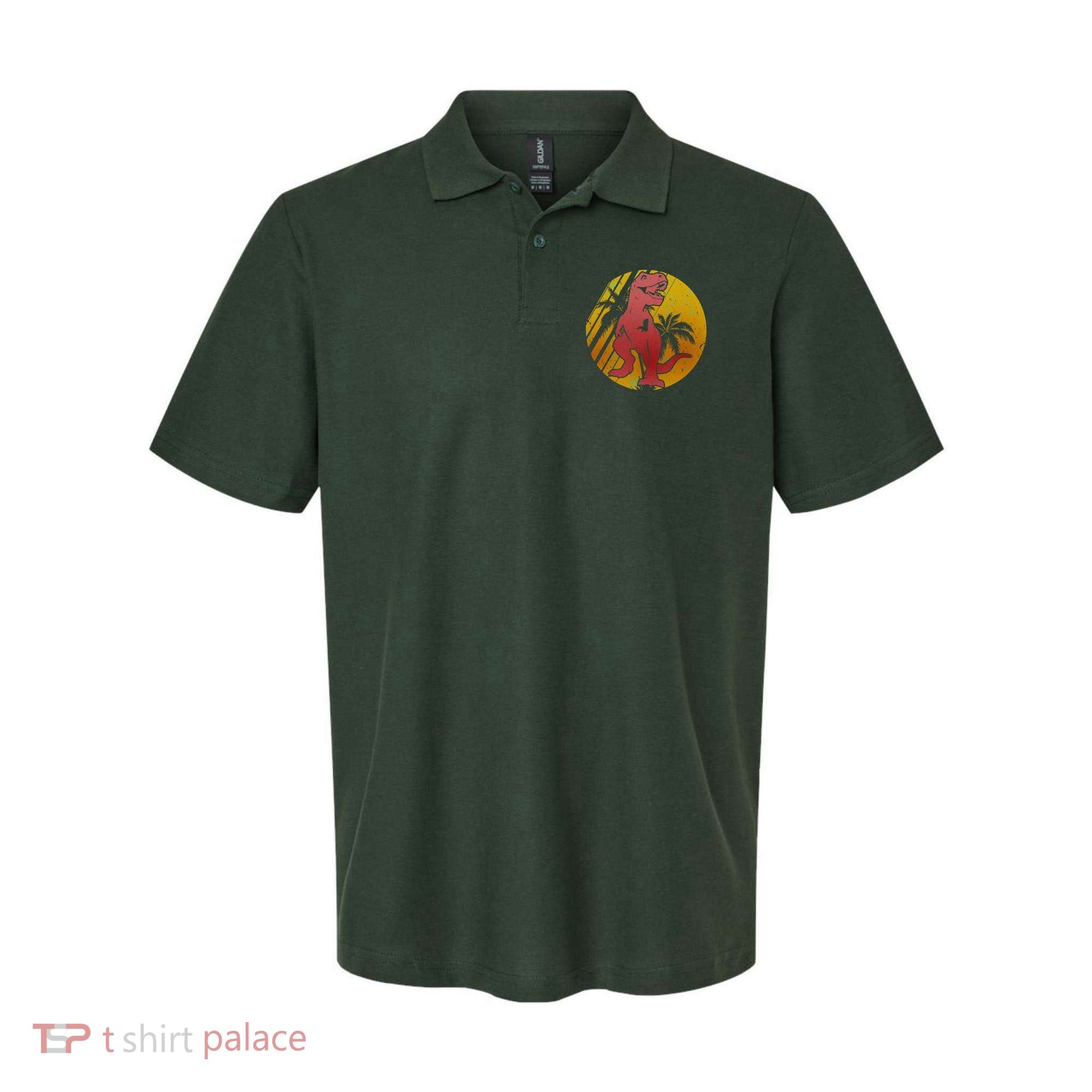 Retro Dinosaur Sunset Polo