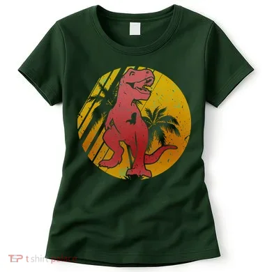 Retro Dinosaur Sunset Women's T-Shirt