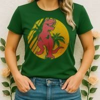 Retro Dinosaur Sunset Women's T-Shirt thumb 2