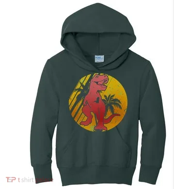 Retro Dinosaur Sunset Kids Hoodie