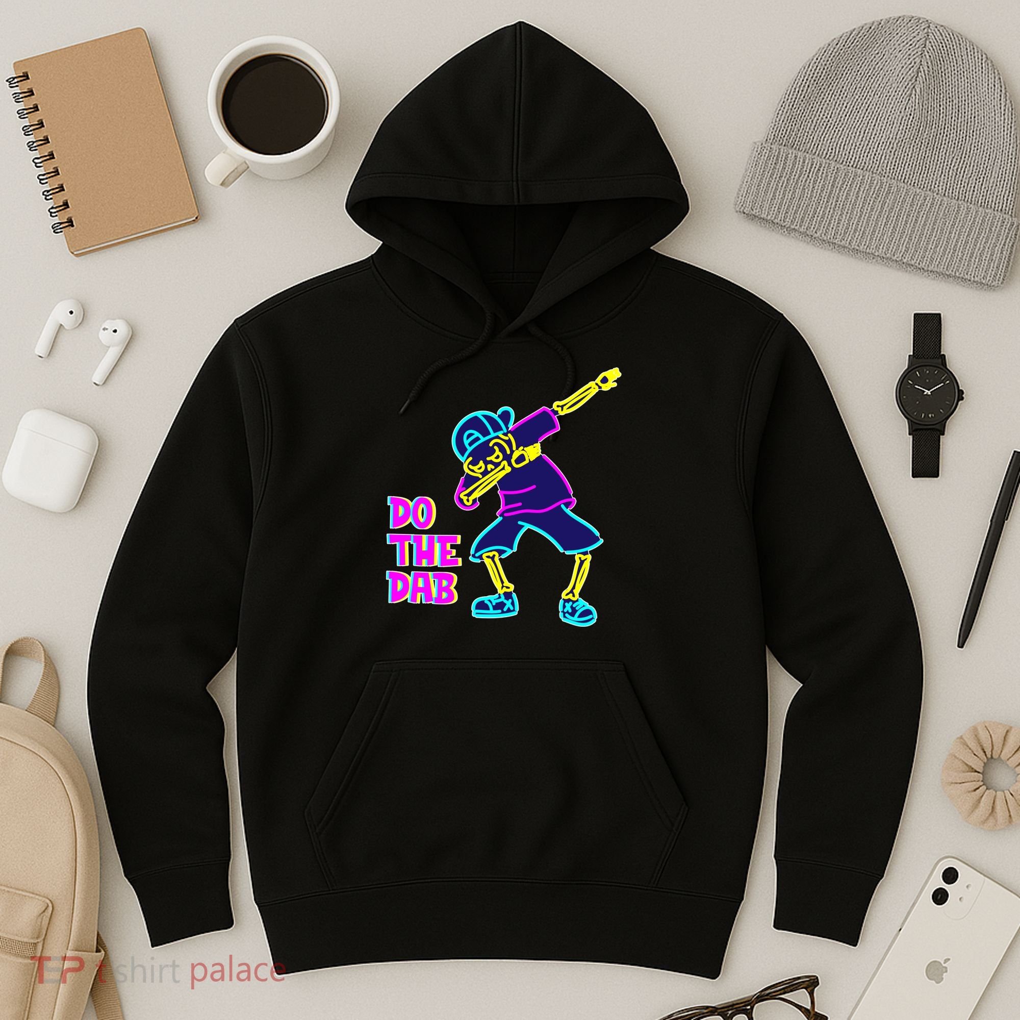 Retro Do the Dab Neon Skeleton Hoodie