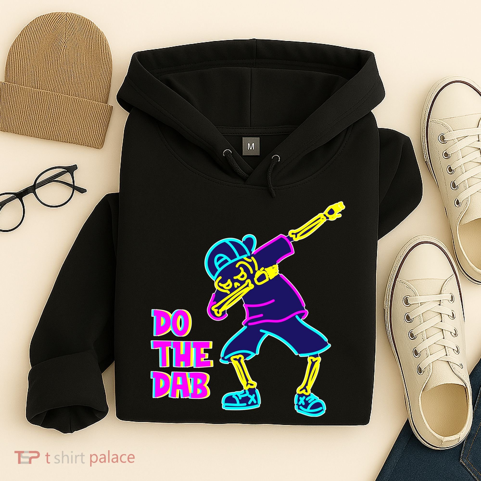 Retro Do the Dab Neon Skeleton Hoodie