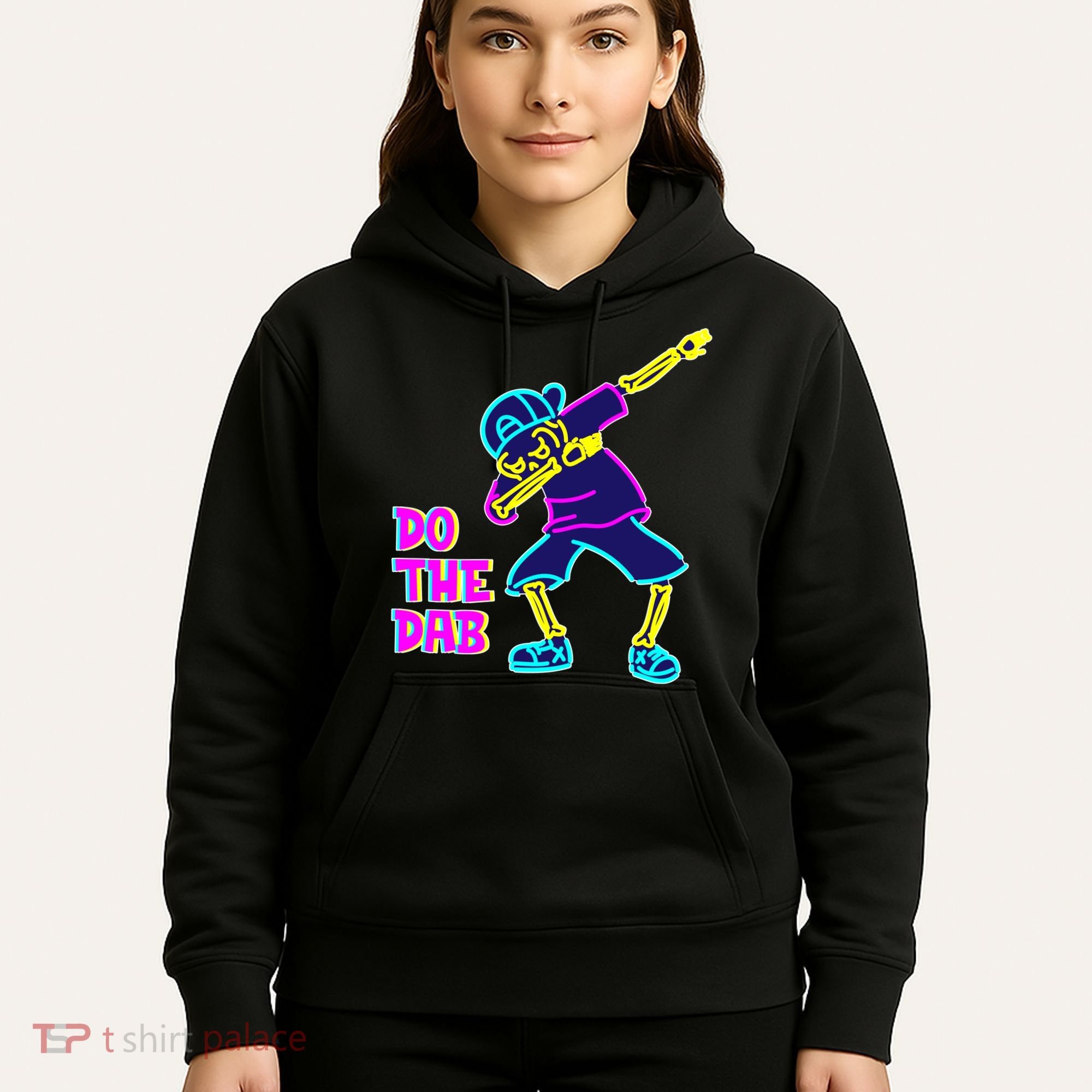 Retro Do the Dab Neon Skeleton Hoodie