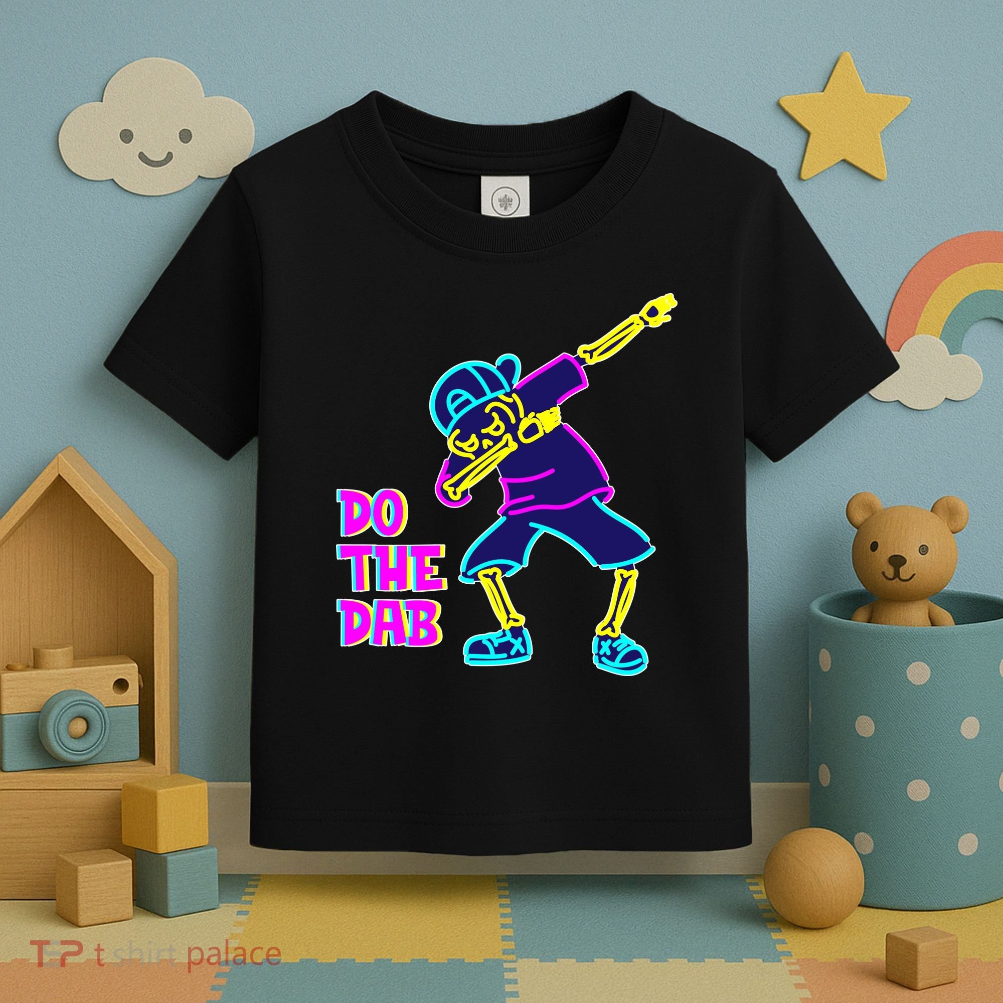 Retro Do the Dab Neon Skeleton Toddler T-Shirt