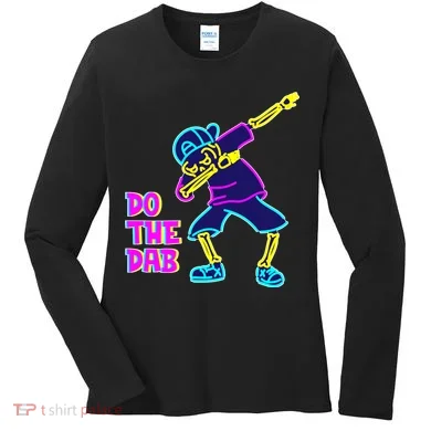 Retro Do the Dab Neon Skeleton Women's Long Sleeve Shirt