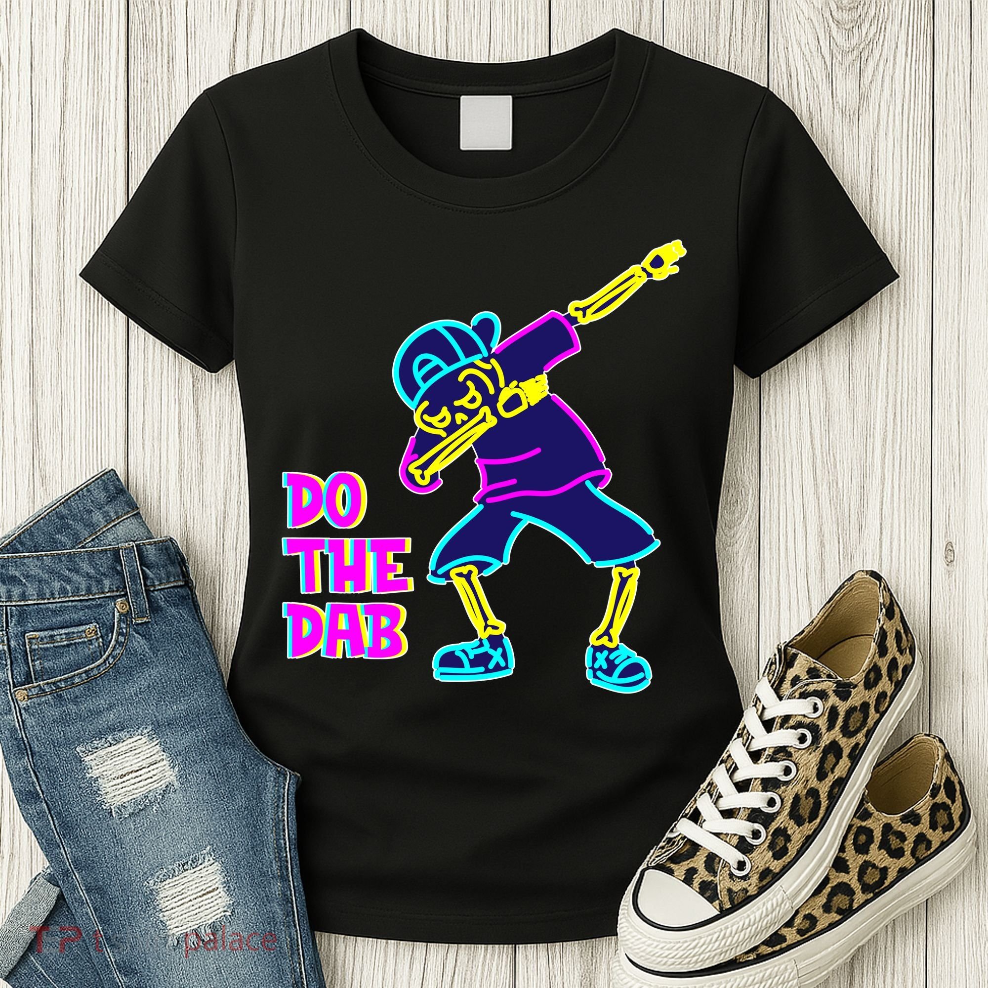 Retro Do the Dab Neon Skeleton Women's T-Shirt
