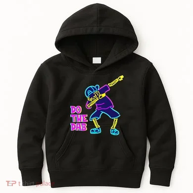 Retro Do the Dab Neon Skeleton Kids Hoodie