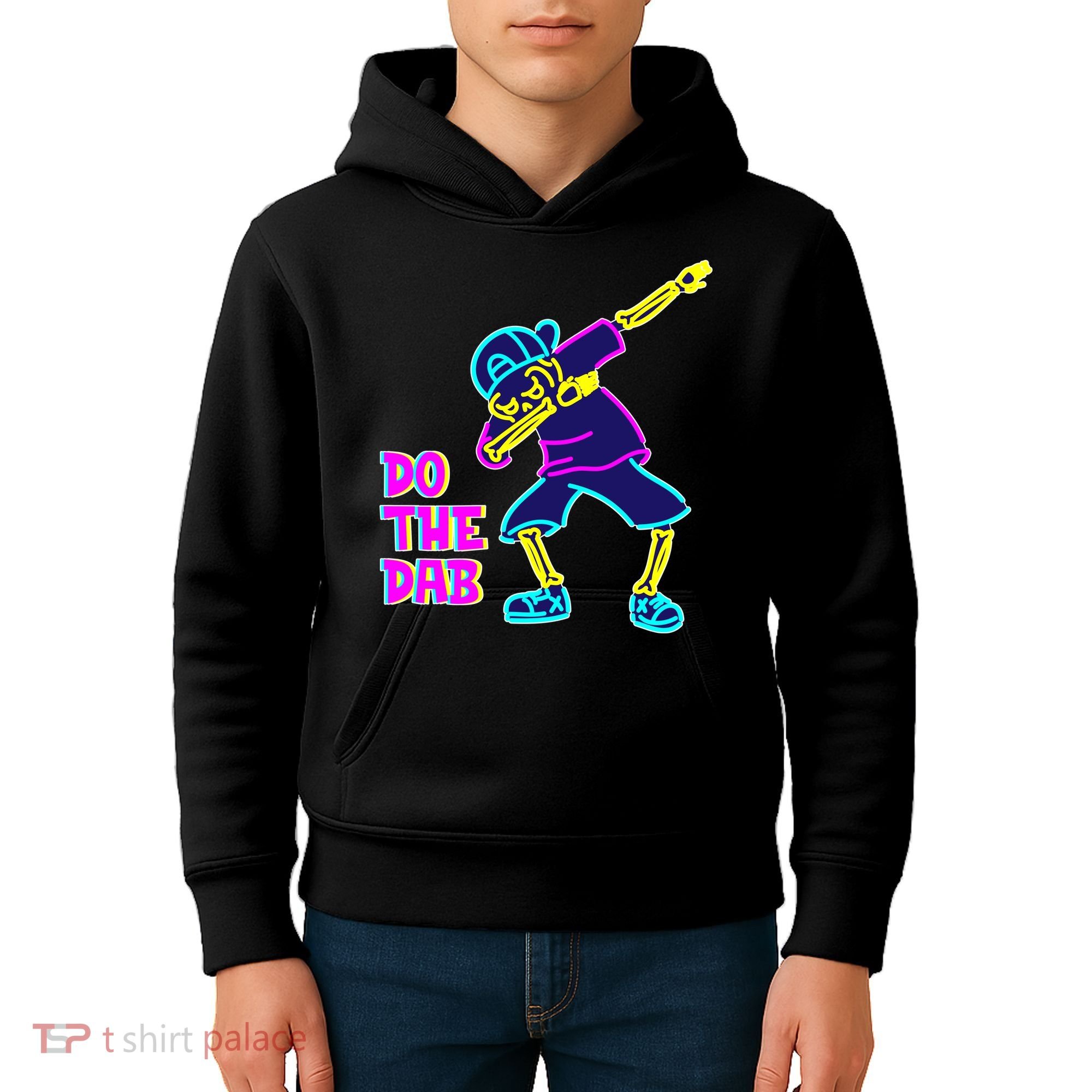 Retro Do the Dab Neon Skeleton Kids Hoodie