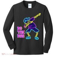 Retro Do the Dab Neon Skeleton Kids Long Sleeve Shirt thumb 0