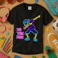 Retro Do the Dab Neon Skeleton Kids T-Shirt thumb 3