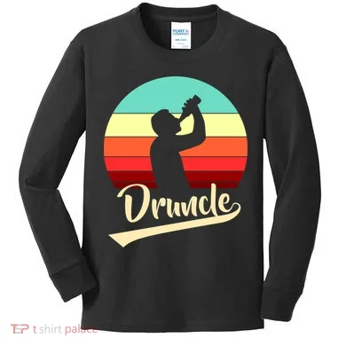 Retro Druncle Logo Kids Long Sleeve Shirt