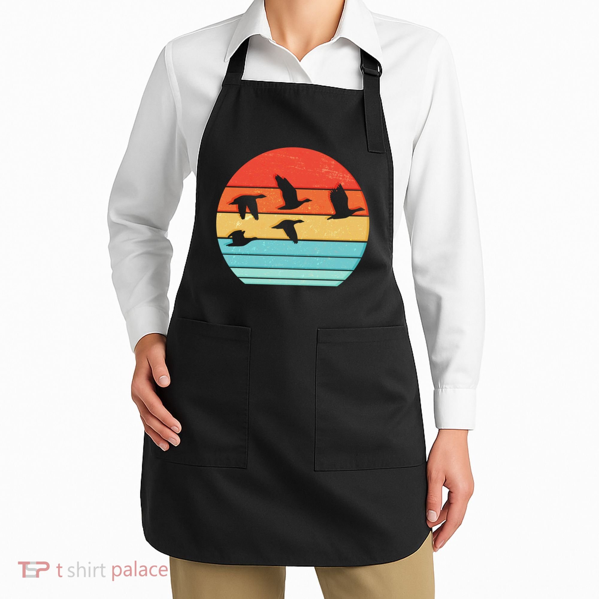 Retro Duck Hunting Sunset Apron