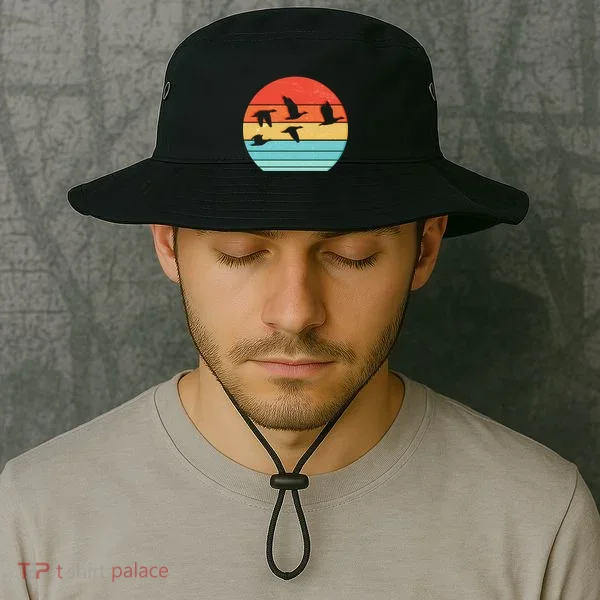 Retro Duck Hunting Sunset Bucket Hat