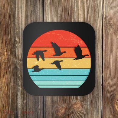 Retro Duck Hunting Sunset Coaster