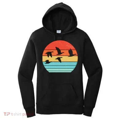 Retro Duck Hunting Sunset Women's Hoodie
