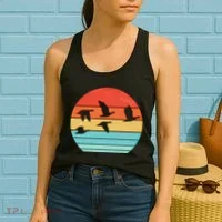 Retro Duck Hunting Sunset Women's Tank Top thumb 2