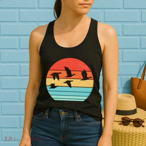 Retro Duck Hunting Sunset Women's Tank Top