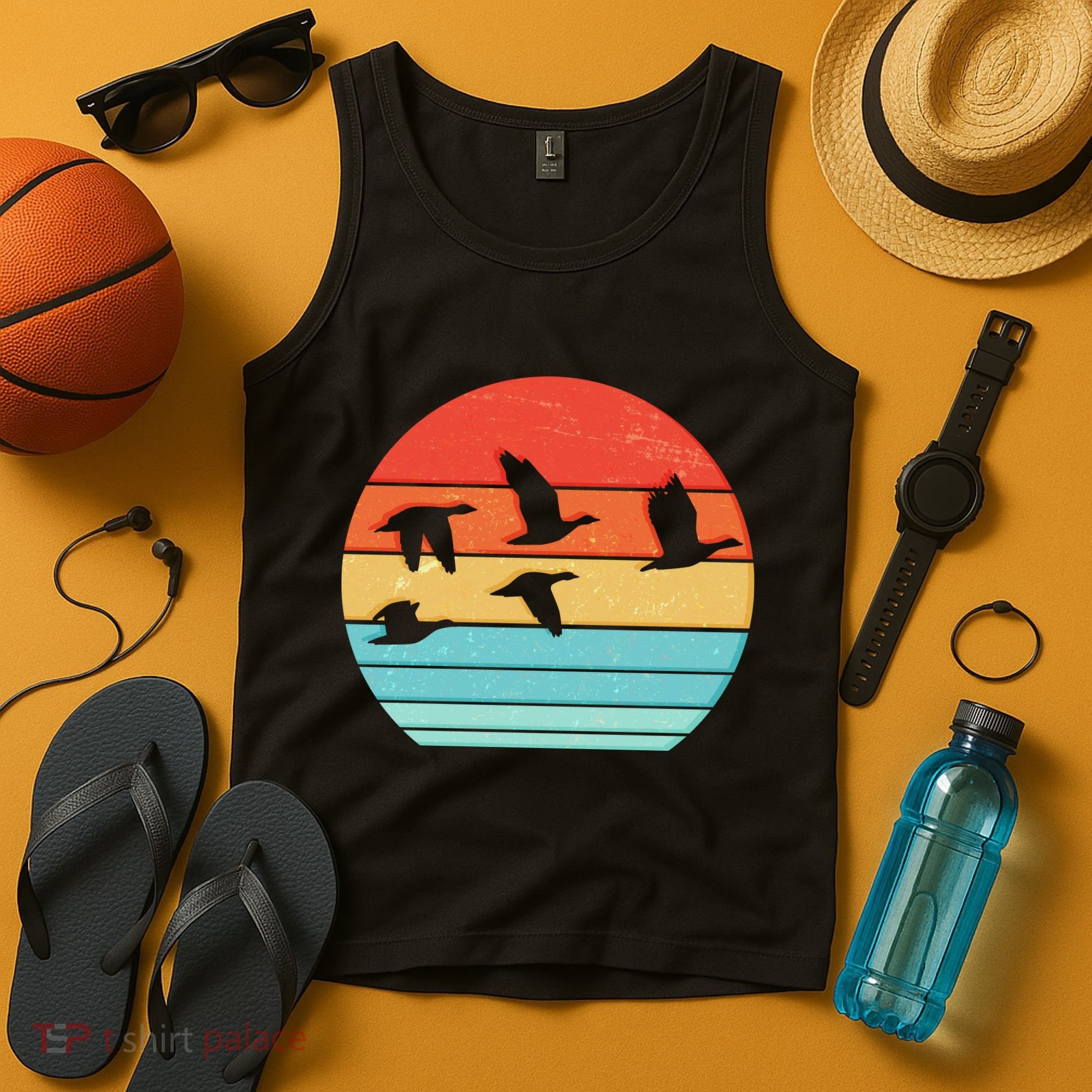 Retro Duck Hunting Sunset Tank Top