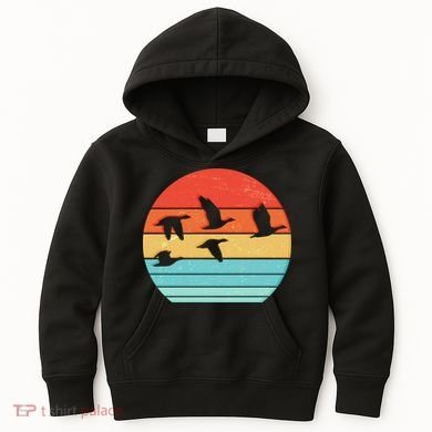 Retro Duck Hunting Sunset Kids Hoodie