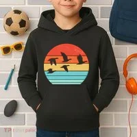 Retro Duck Hunting Sunset Kids Hoodie thumb 2