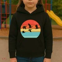 Retro Duck Hunting Sunset Kids Hoodie thumb 3