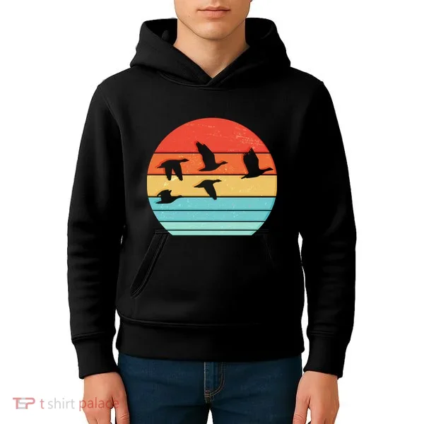 Retro Duck Hunting Sunset Kids Hoodie