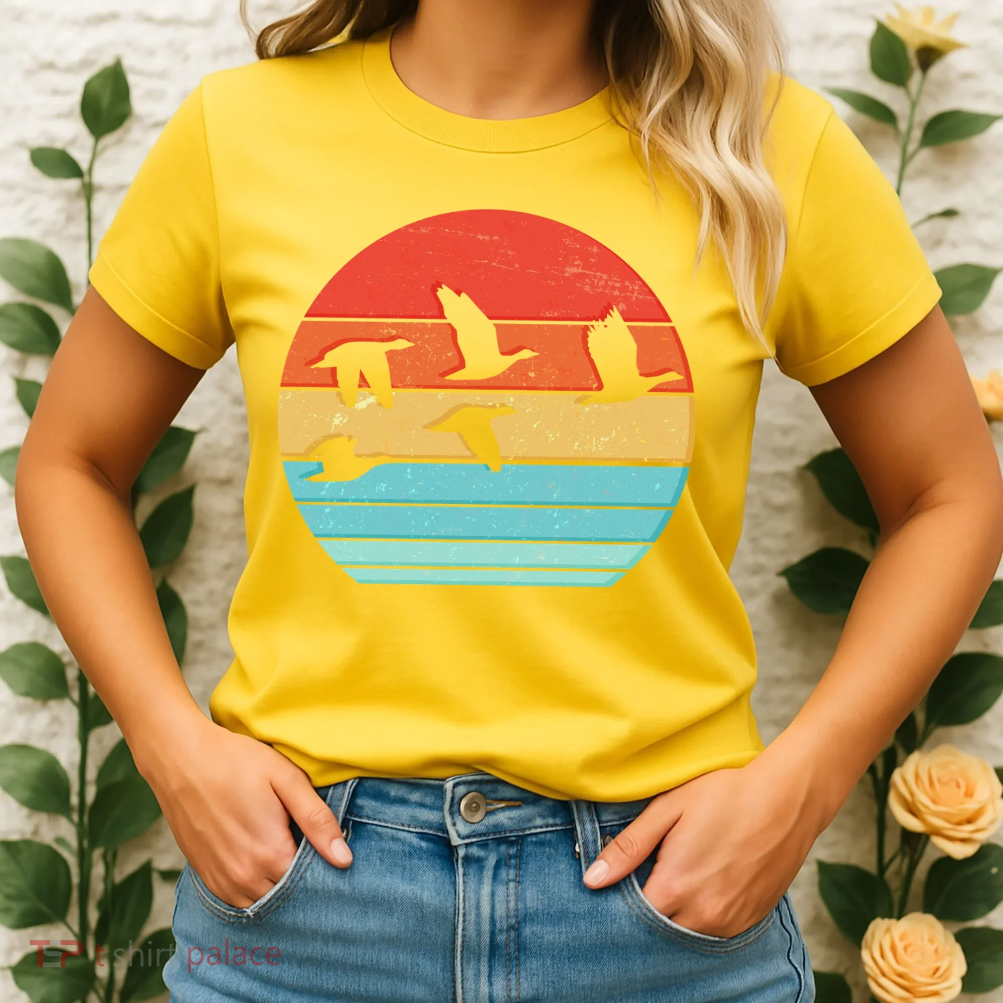 Retro Duck Hunting Sunset Women's T-Shirt