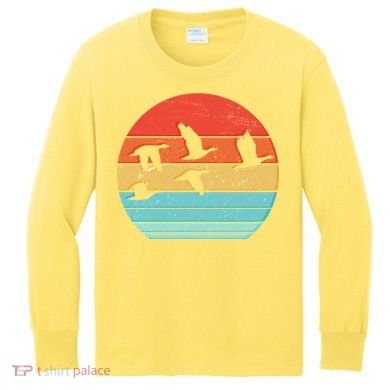 Retro Duck Hunting Sunset Kids Long Sleeve Shirt