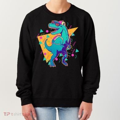 Retro Eighties Nineties Back to School TRex Dinosaur Women's Sweatshirt