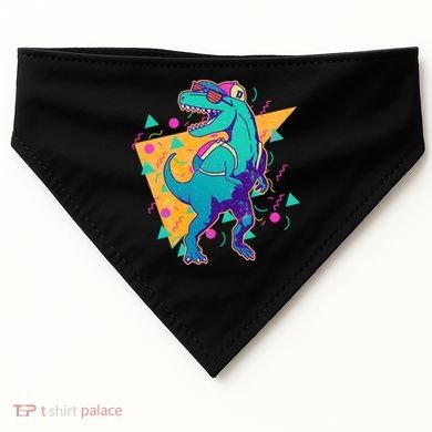 Retro Eighties Nineties Back to School TRex Dinosaur USA-Made Doggie Bandana
