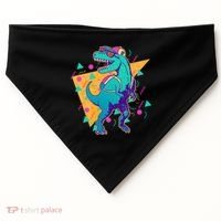 Retro Eighties Nineties Back to School TRex Dinosaur USA-Made Doggie Bandana thumb 0