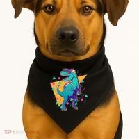 Retro Eighties Nineties Back to School TRex Dinosaur USA-Made Doggie Bandana thumb 1