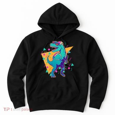 Retro Eighties Nineties Back to School TRex Dinosaur Hoodie