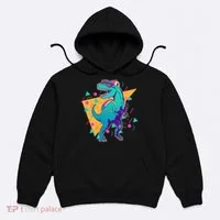 Retro Eighties Nineties Back to School TRex Dinosaur Hoodie thumb 0