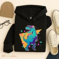 Retro Eighties Nineties Back to School TRex Dinosaur Hoodie thumb 4