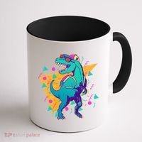 Retro Eighties Nineties Back to School TRex Dinosaur Coffee Mug thumb 1