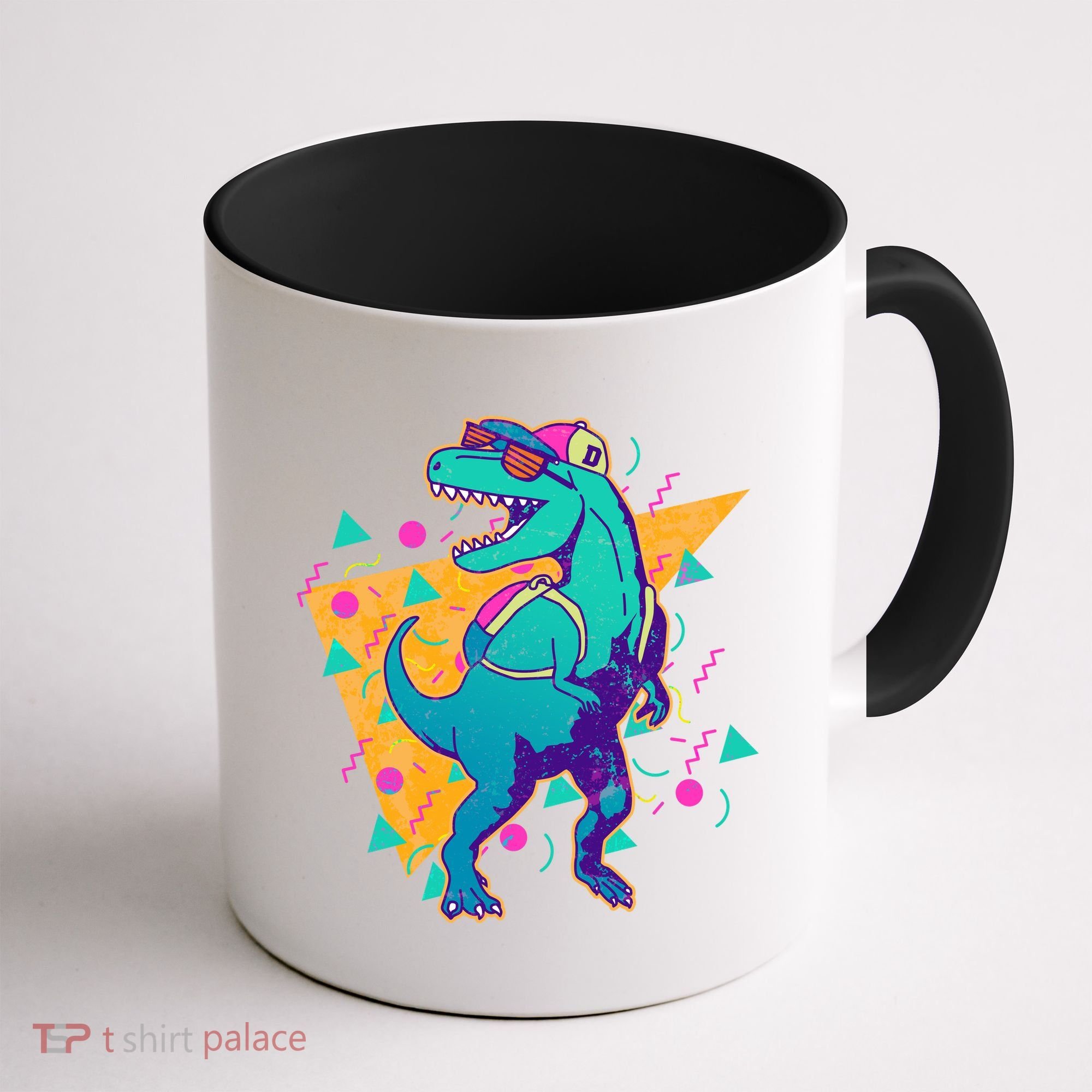 Retro Eighties Nineties Back to School TRex Dinosaur Coffee Mug