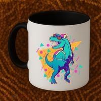 Retro Eighties Nineties Back to School TRex Dinosaur Coffee Mug thumb 2