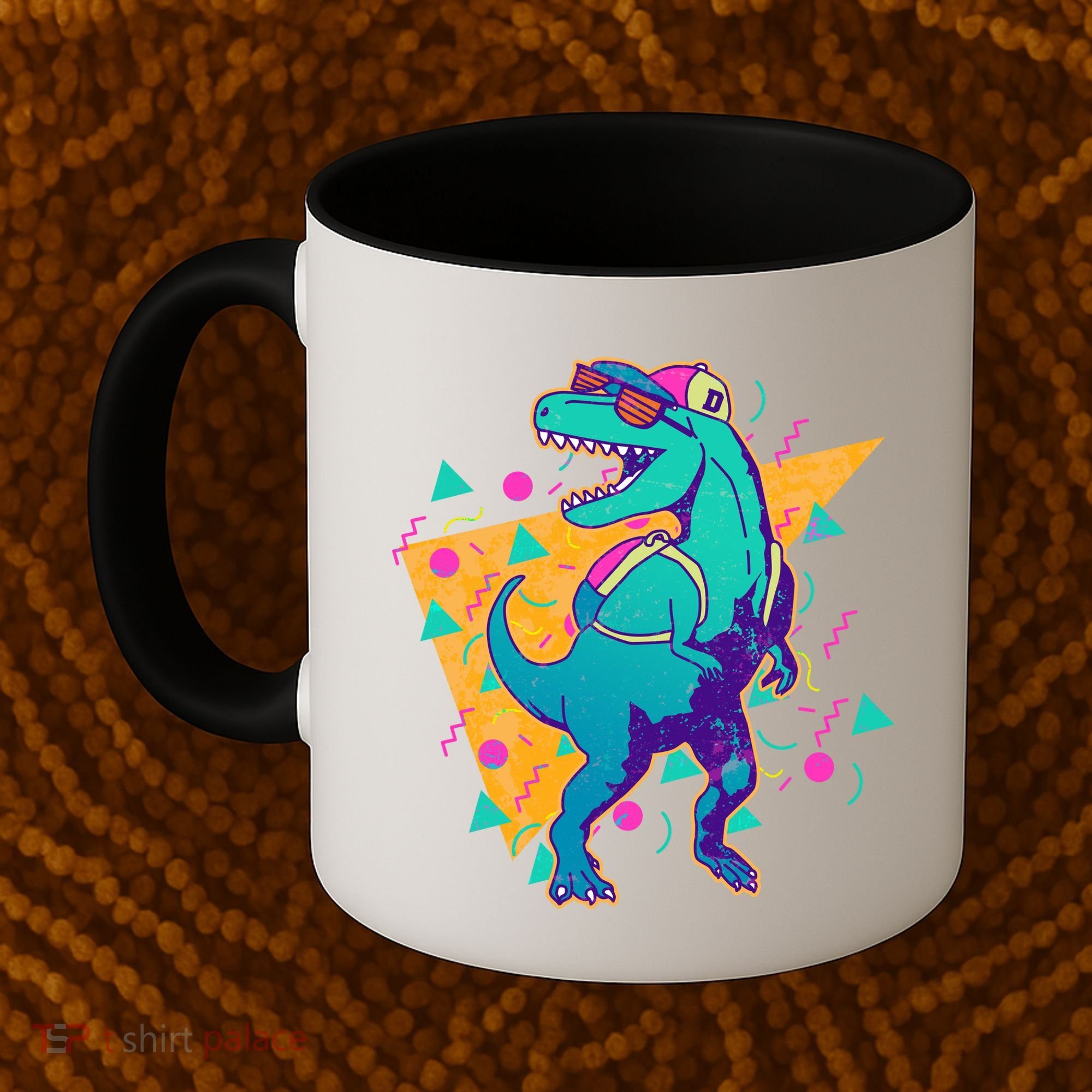 Retro Eighties Nineties Back to School TRex Dinosaur Coffee Mug