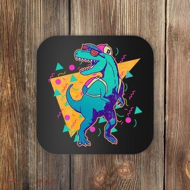 Retro Eighties Nineties Back to School TRex Dinosaur Coaster