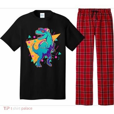 Retro Eighties Nineties Back to School TRex Dinosaur Pajama Set