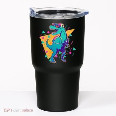 Retro Eighties Nineties Back to School TRex Dinosaur Tumbler