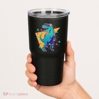 Retro Eighties Nineties Back to School TRex Dinosaur Tumbler thumb 2