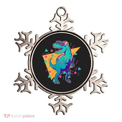 Retro Eighties Nineties Back to School TRex Dinosaur Ornament